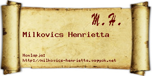 Milkovics Henrietta névjegykártya